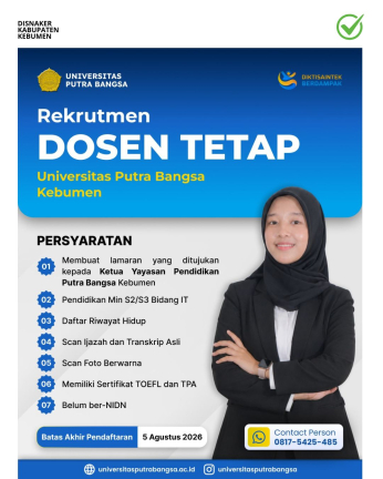 Lowongan Kerja Universitas Putra Bangsa Kebumen(Dosen Tetap)