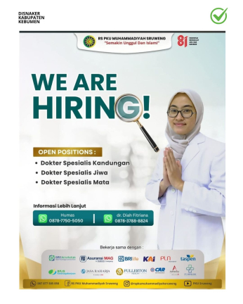 Lowongan Kerja RSU PKU Muhammadiyah Sruweng Buka Rekrutmen Dokter Spesialis